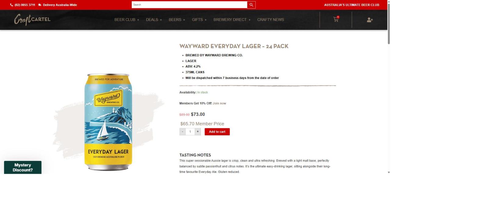 Wayward Everyday Lager – 24 Pack
