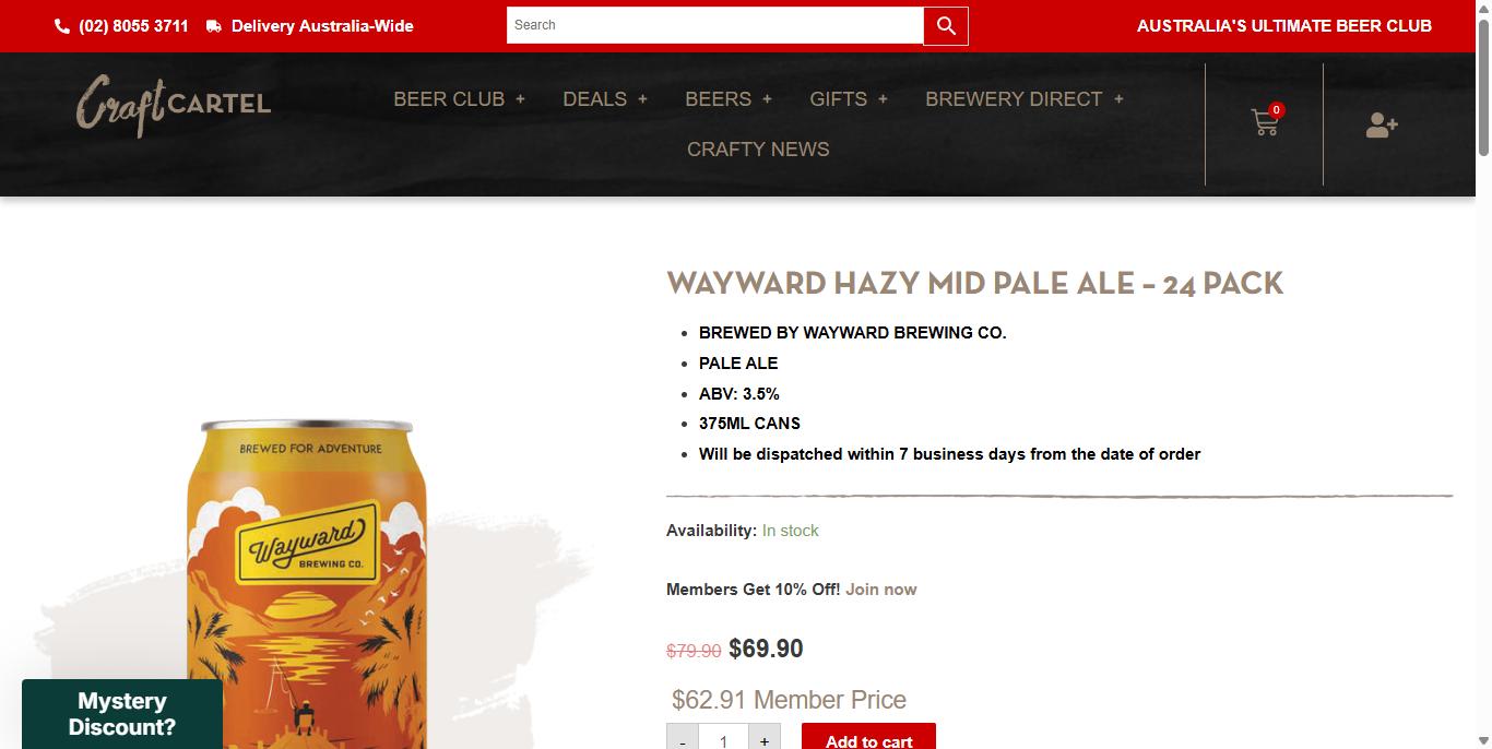 Wayward Hazy Mid Pale Ale – 24 Pack